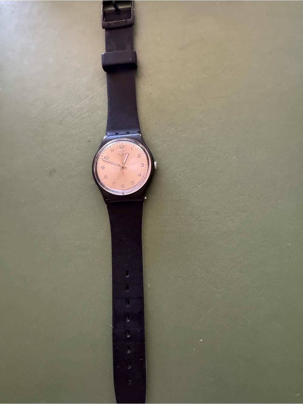 Vintage Swatch Black Watch with Rose Gold Dial